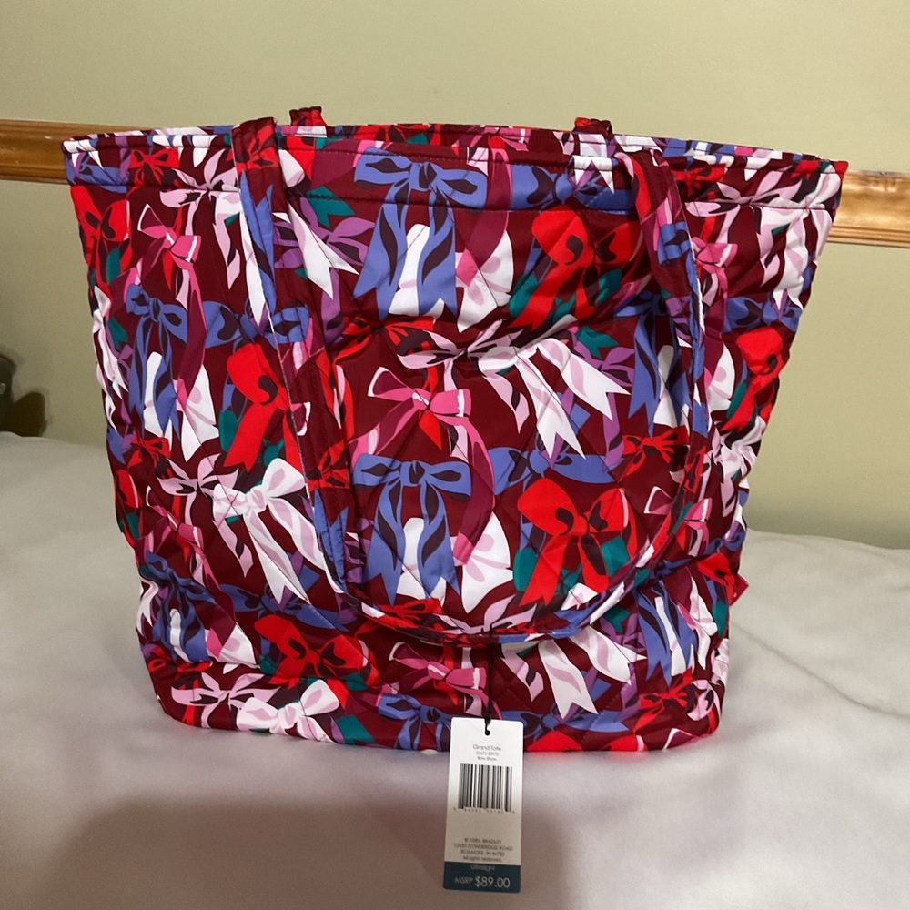 Vera Bradley Quilted Bow & Floral Print Tote - Red, Purple, Blue